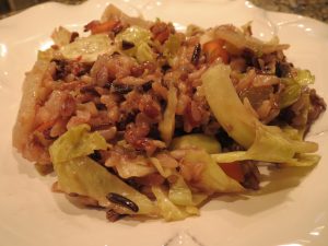 Miso-ginger wild rice with carrots, cabbage, daikon and turnip